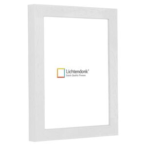 Fotolijst - Wit - Vierkant profiel met zichtbare houtnerf, 11x15cm