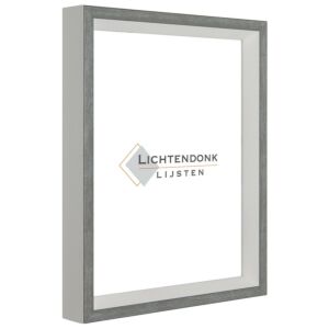 Fotolijst - Wit met Grijs vooraanzicht - Verdiept profiel, 40x40cm
