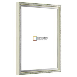 Fotolijst – Pastel Groen met Zilver - Witte zijkant - Smal Lijstprofiel, 13x18cm