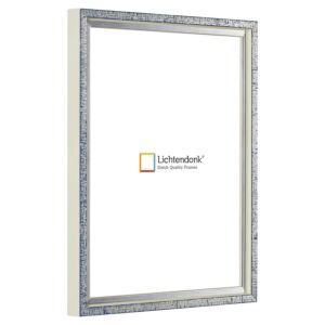 Fotolijst – Blauw met Zilver - Witte zijkant - Smal Lijstprofiel, 50x70cm
