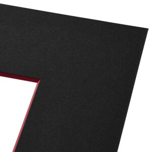 Passe-partout - Zwart met rode kern, 20x25cm